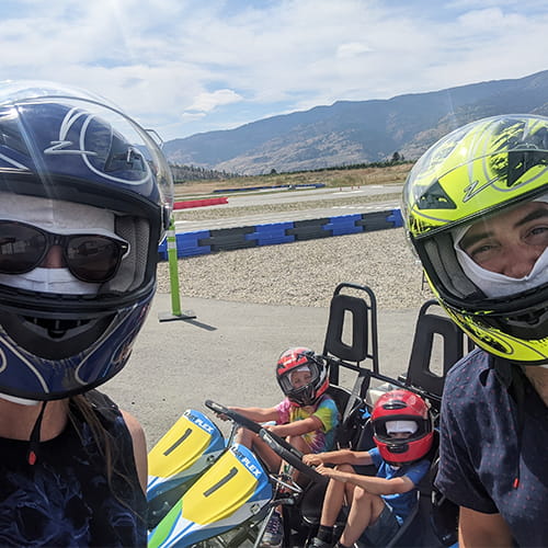 Daiva and her family go-karting